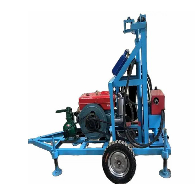 30HP 150m household small Diesel hydraulic water well drill rig Wheeled traction drilling machine