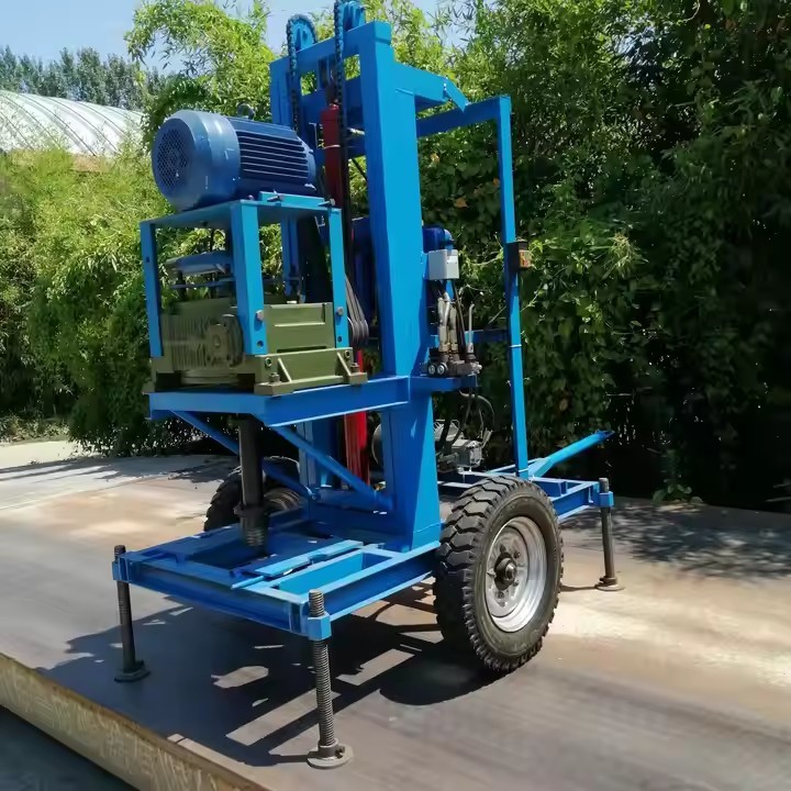 12KW 120m wheel electric Hydraulic water well drilling rig Geothermal well drilling machine