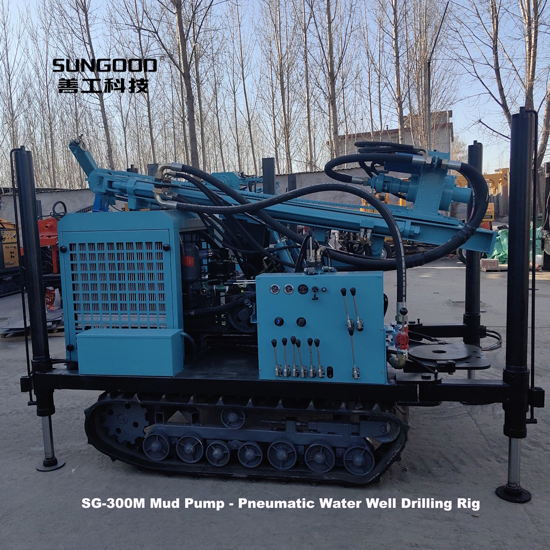 77KW 300m Diesel Hydraulic Mud Pump Pneumatic DTH Water Well Drilling Machine