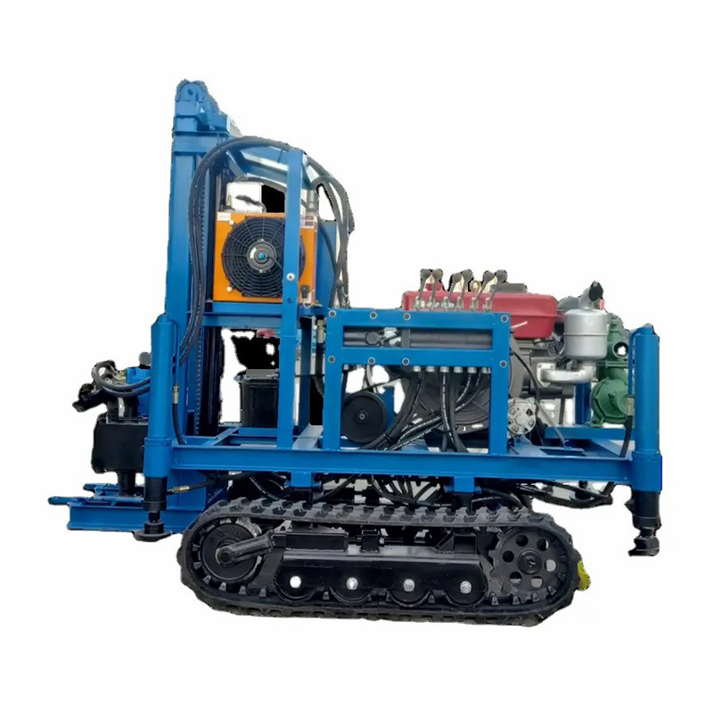 China 25HP 130m Small Diesel Hydraulic Portable crawler water well drilling rig for For Agriculture and Mines