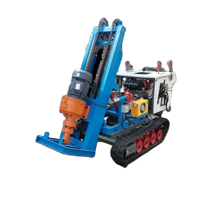 China 4kw Small portable Crawler Hydraulic Electric DTH Borehole Drilling machine Pile Driving Rig