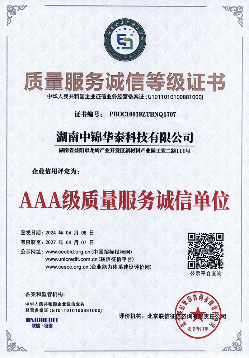 AAA级质量服务诚信单位