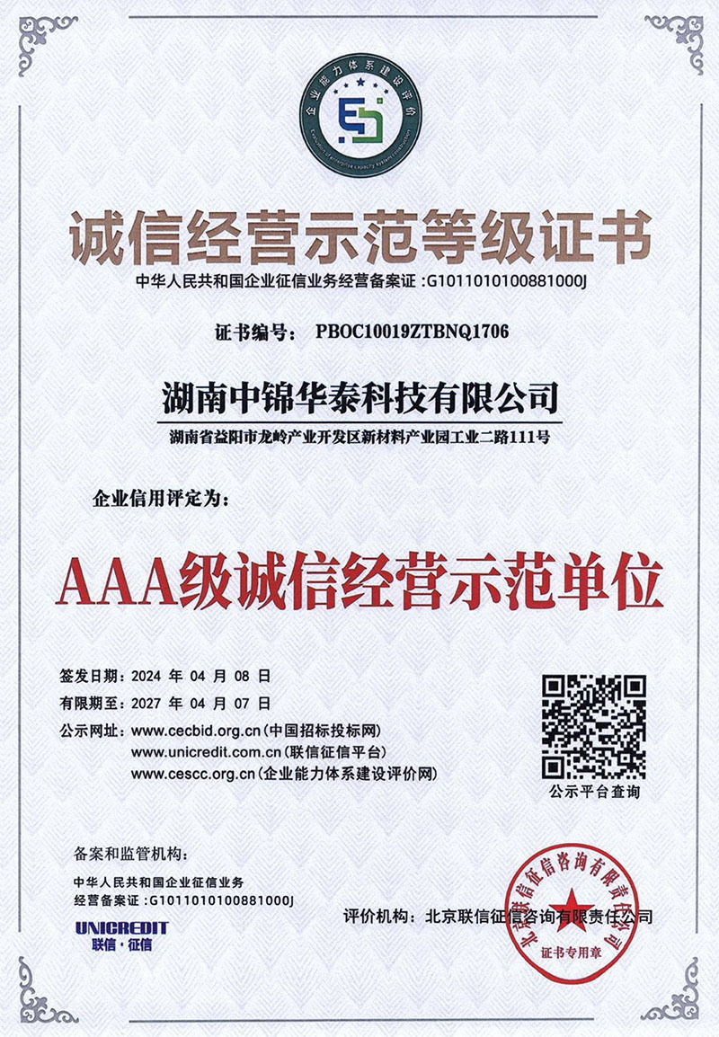 AAA级诚信经营示范单位