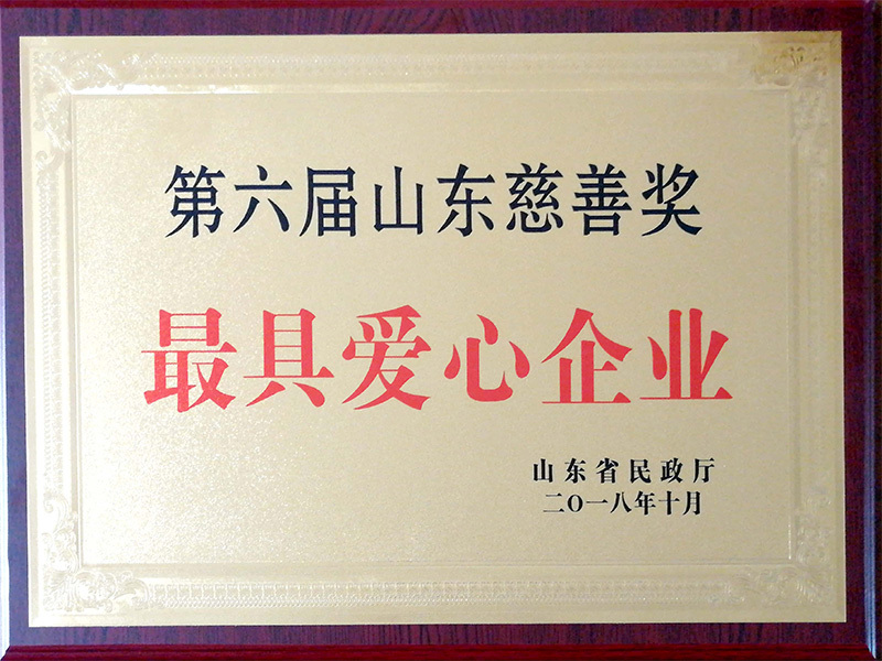 2018年度山東省慈善獎(jiǎng)最具愛心企業(yè)