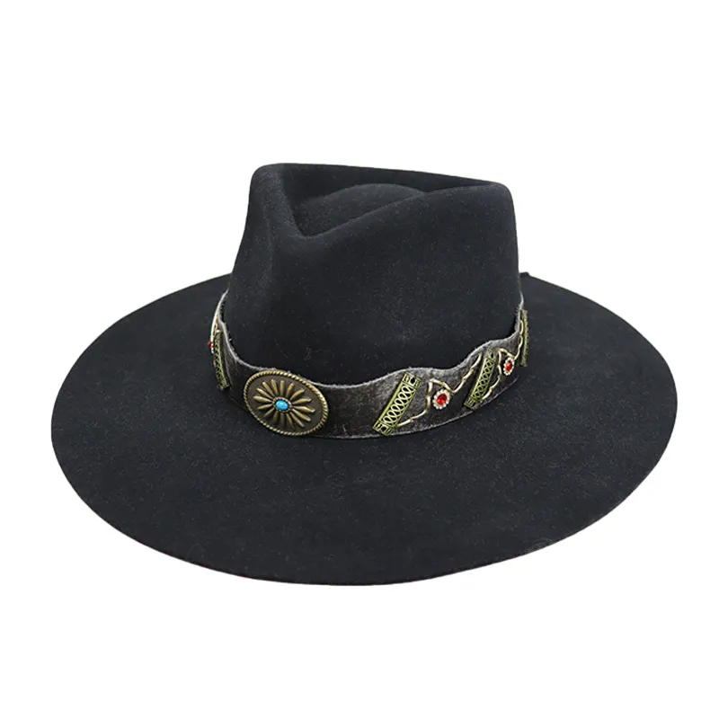 Custom Black Wool Fedora Hat for Women