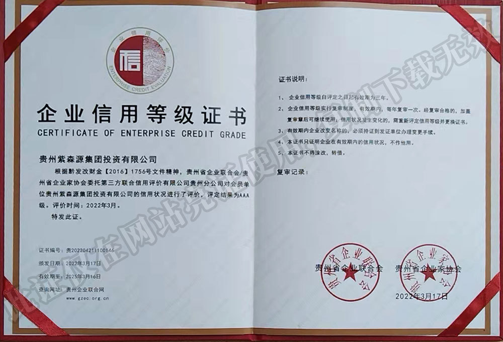 Enterprise Credit Rating Certificate