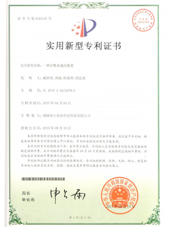 實用新型專利證書