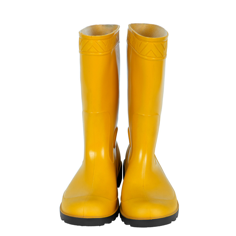 806 yellow uppers and black soles rain boots