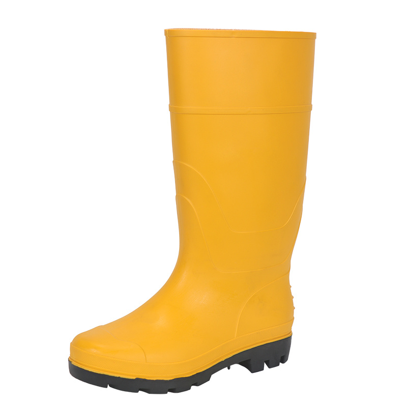802 yellow uppers and black soles rain boots