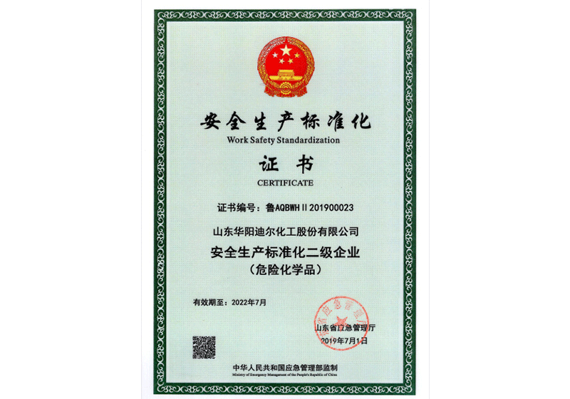 Safety production standardization certificate