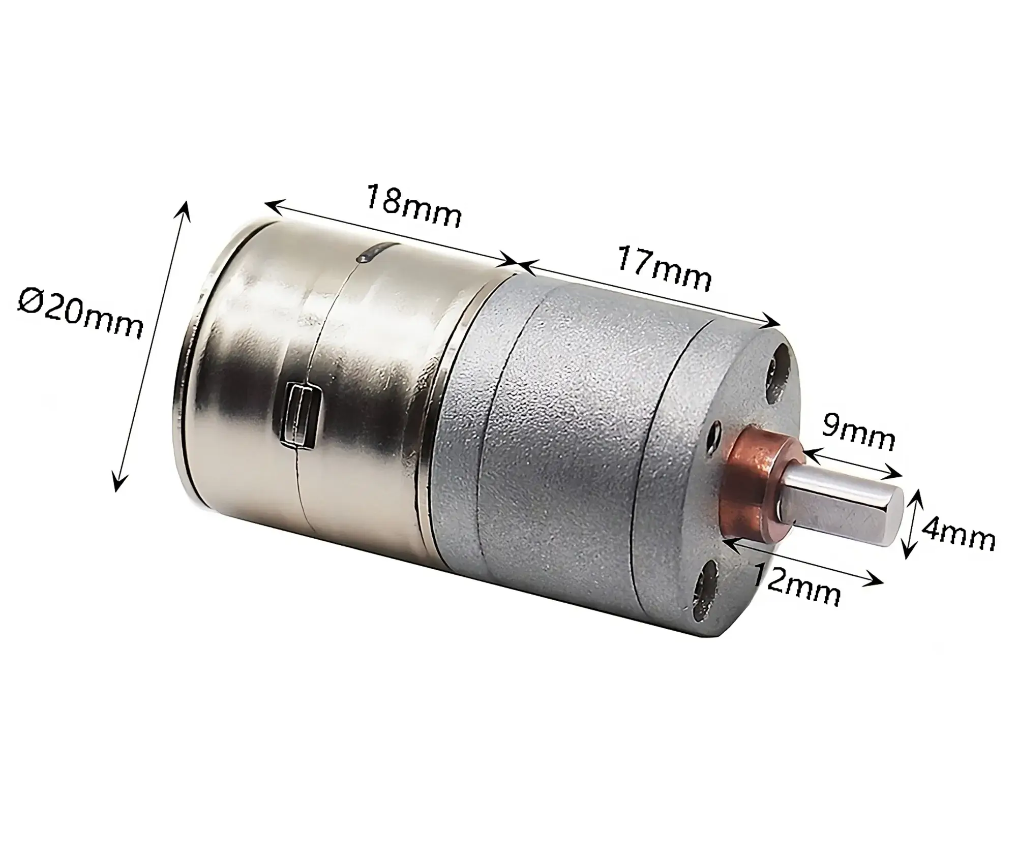 12V 20mm D Shaft 0.9°/step Stepper Gearmotor Model GM20-20BY