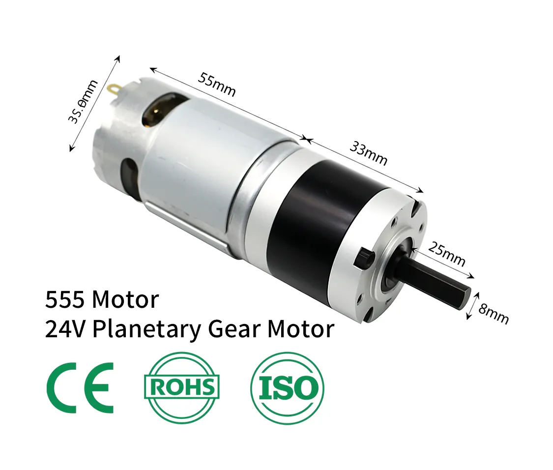 Φ36mm 555 Motor 24V DC Planetary Gear Motor 10RPM 245N·cm