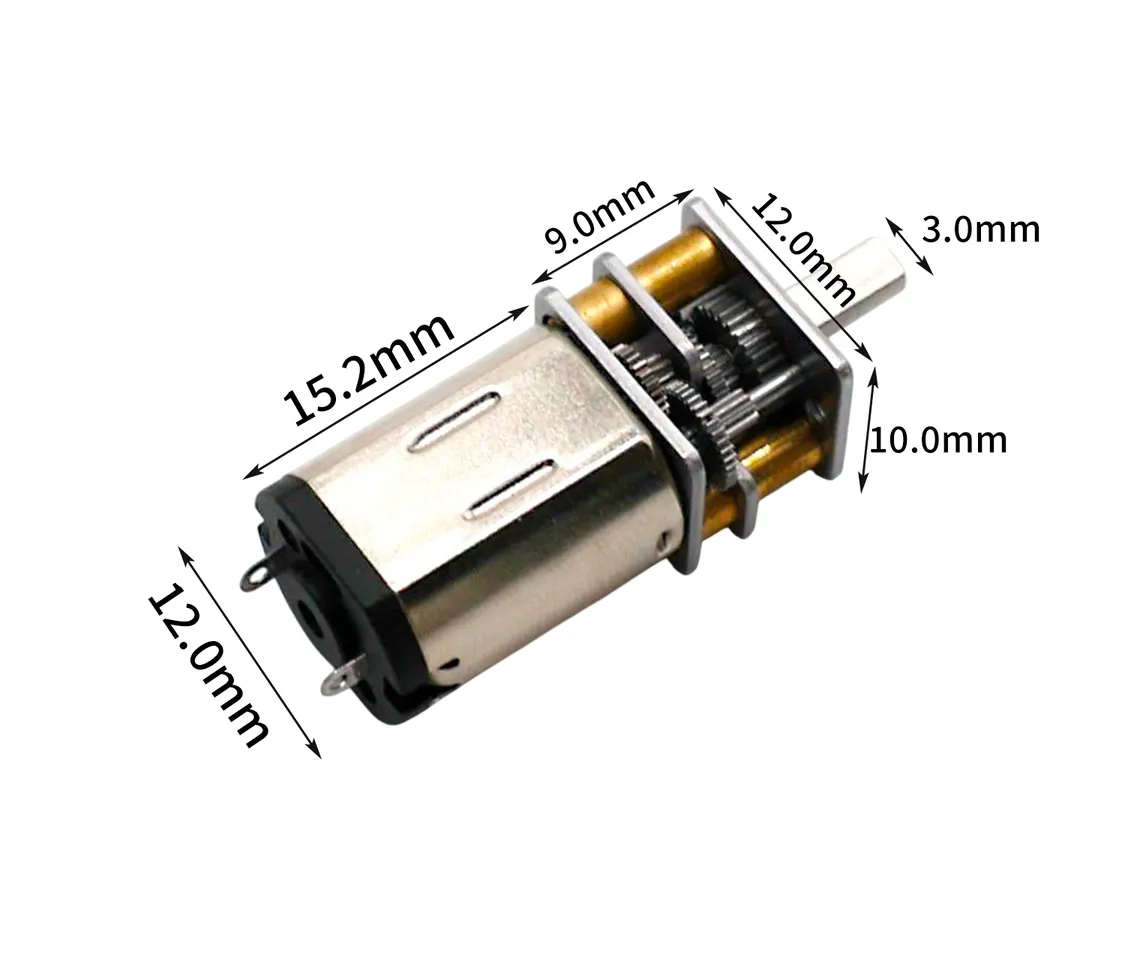 12mm Dia N20 Geared DC Motor 3-12V DC 22-23000RPM 10-330 Gear Raio Nickel Plated Case GM12-N20
