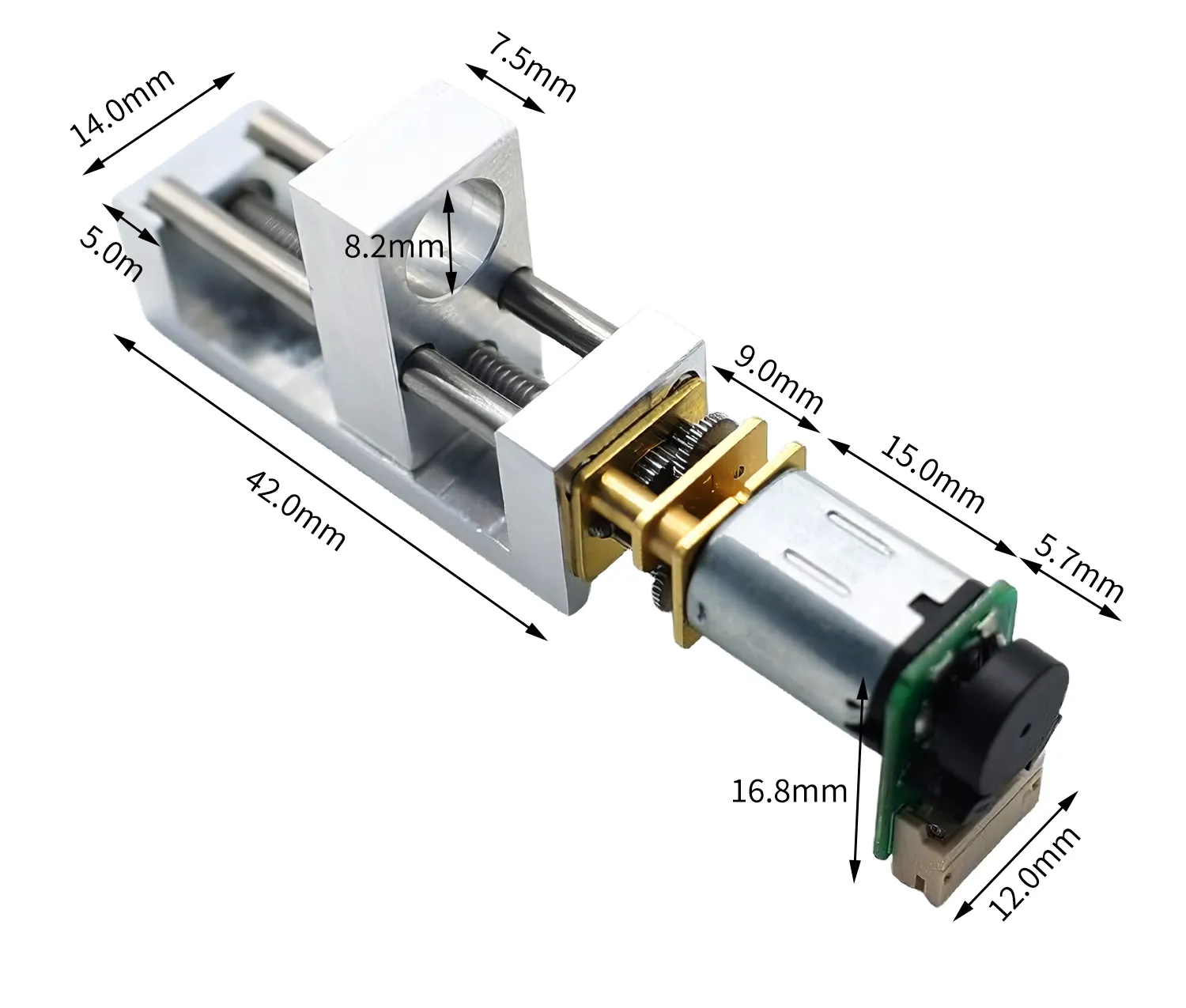 12mm Dia 12V N20 Lead Screw DC Gearmotor &1.65 inch Linear Slide &Encoder | GM12-N20