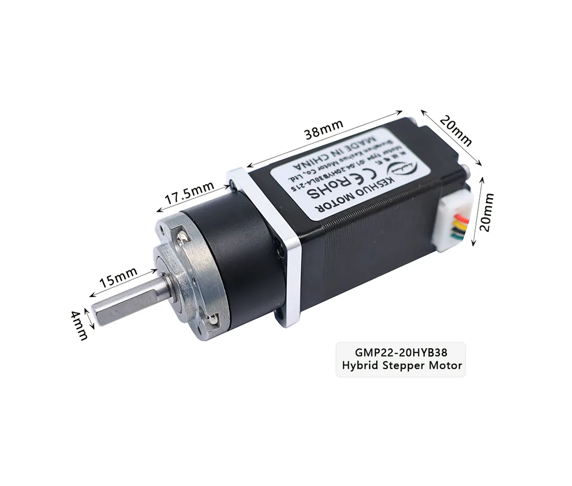 NEMA 8 Stepper Motor 20mm & 36 Ratio Planetary Gearbox 4 Wires 1.8° 2-Phase 5.6V DC Weight 65g