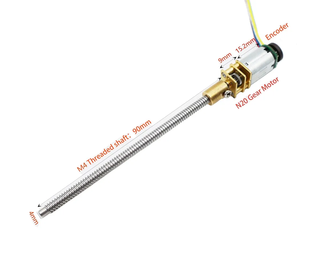 12mm Dia DC N20 Gear Motor With Encoder 6 Wire 3V 6V 12V Lead Screw 90mm |GM12-N20