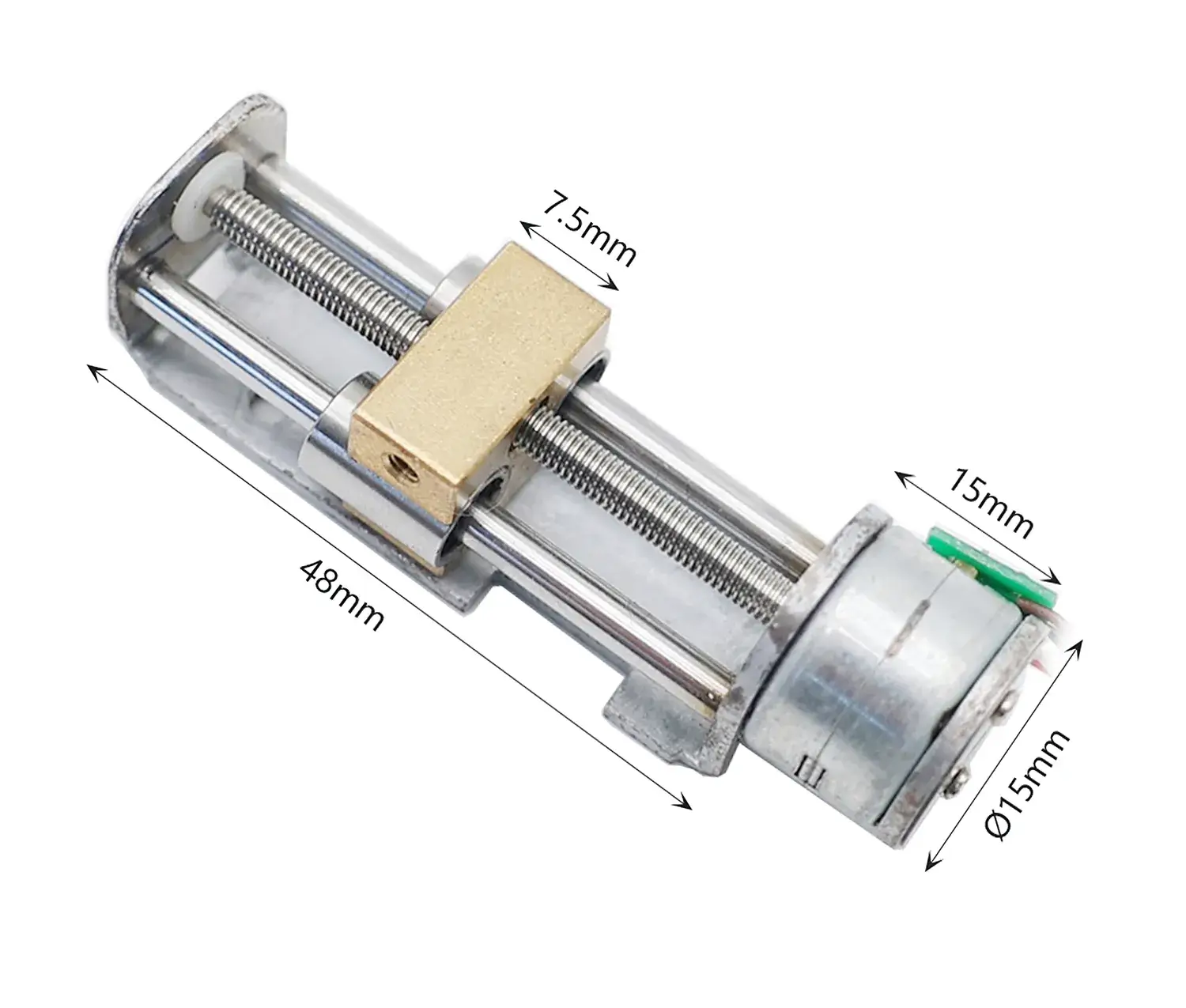 15mm Stepper Linear Actuator 10VDC - 15BY25-45 Linear Bearing Rails - Copper Slider