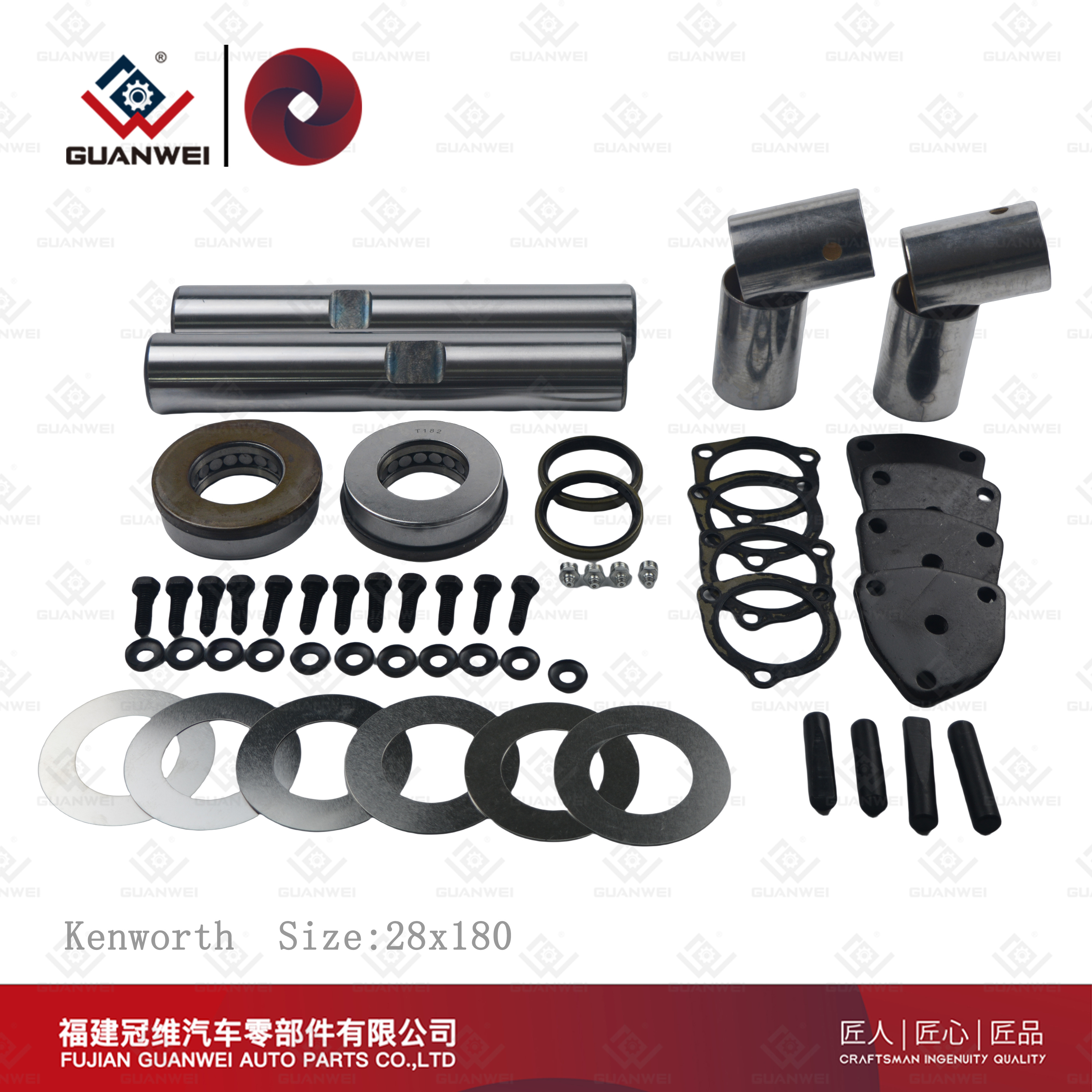 Kit de reconstrucción de pasador de rey de China, kit de pasador de rey, proveedores de kits de pasador de rey para Kenworth, tamaño: 45.6x264.7