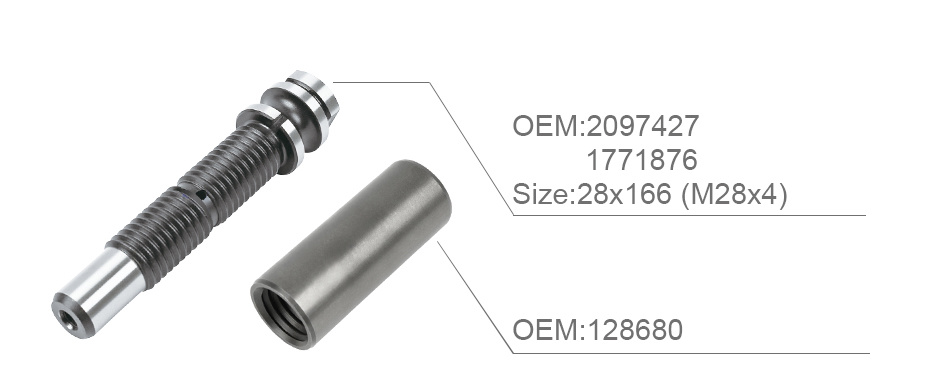 Pin de primavera y buje escanean la hoja OEM 2097427 1771876 128680 Tamaño 28x166 (M28x4) Auto Piezas