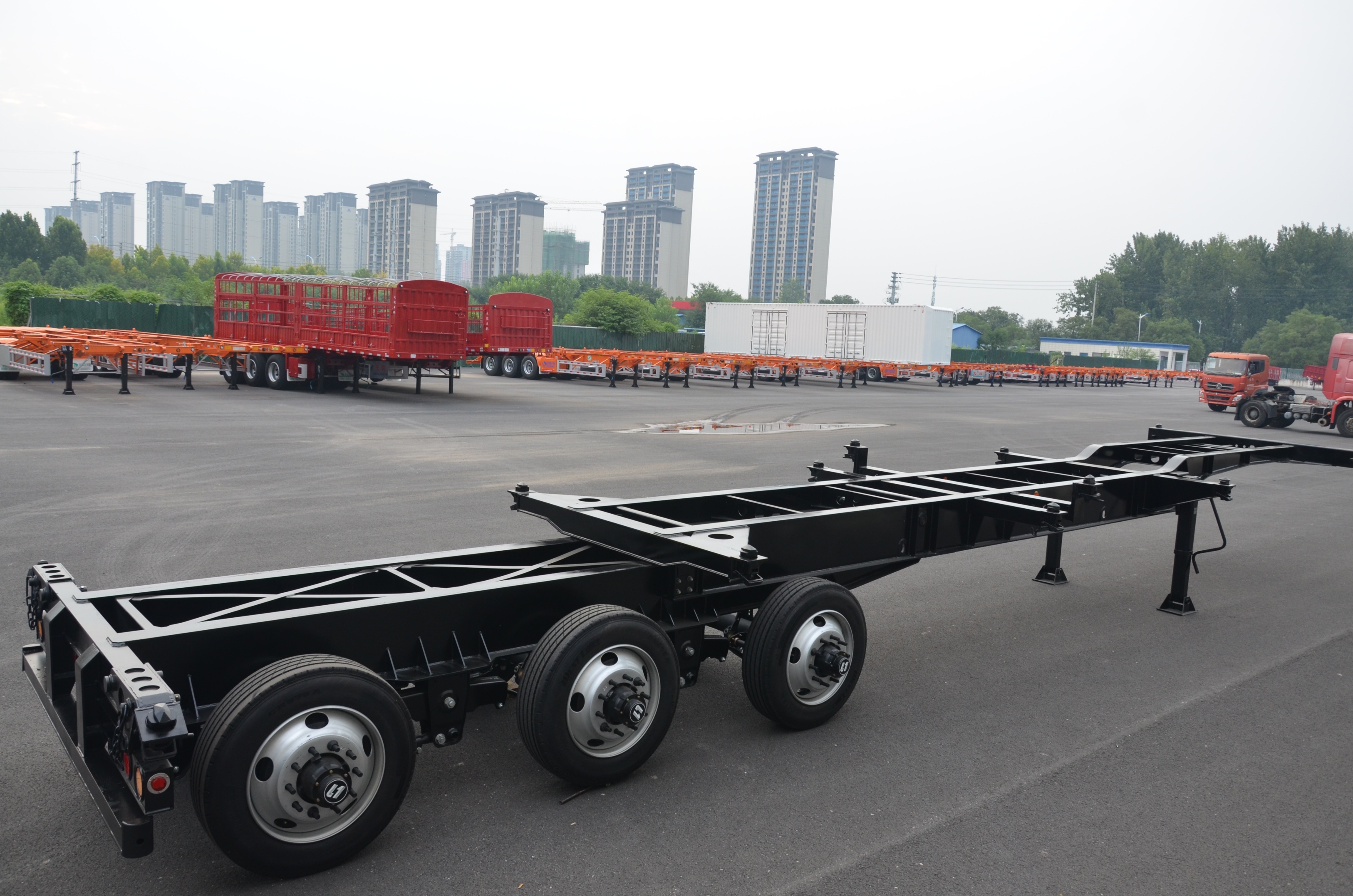 Sliding Bogie Container Skeletal Semi Trailer