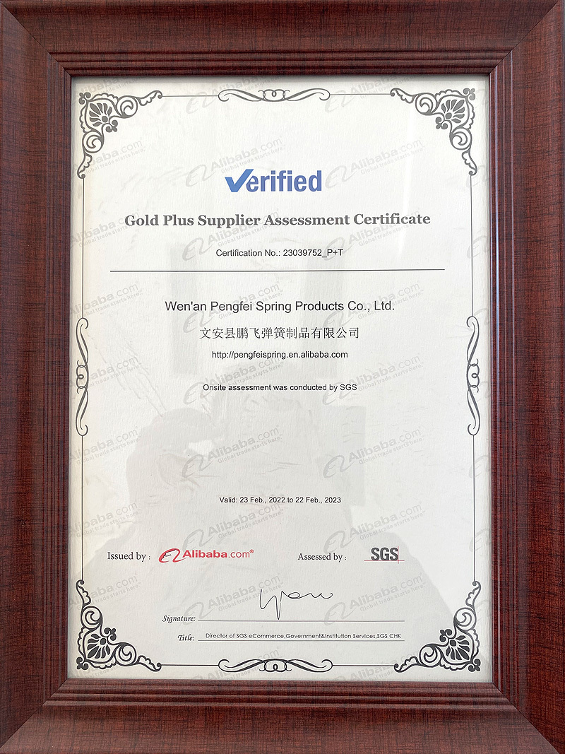 Gold Plus供应商评估证书