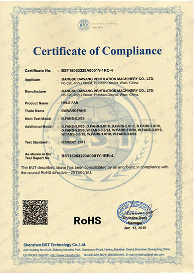 RoHS certificate