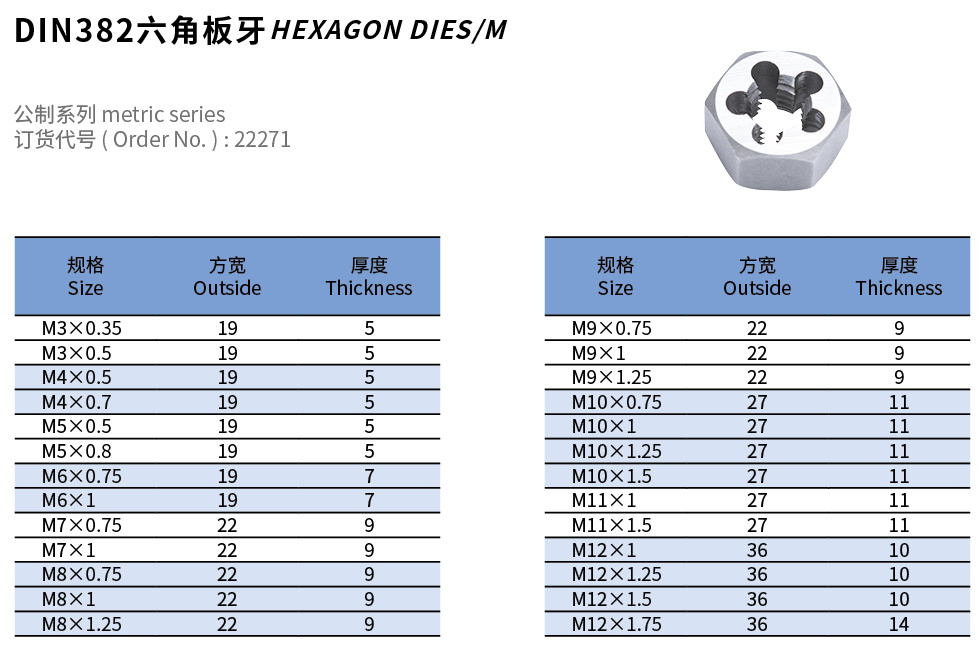 DIN382六角板牙