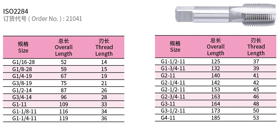 55°圆柱管螺纹丝锥