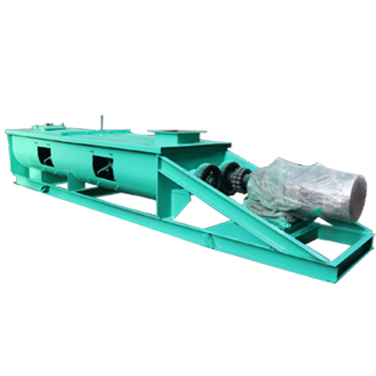 double shaft screw conveyor paddle mixing equipment with water sprayer