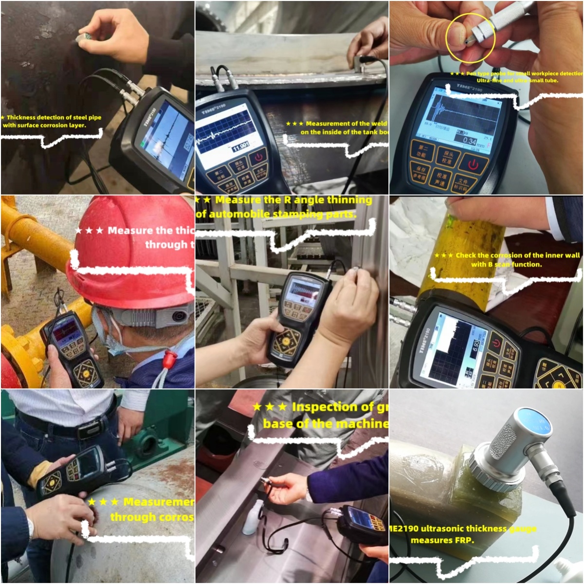 TIME2190 high end ultrasonic thickness gauge probe selection