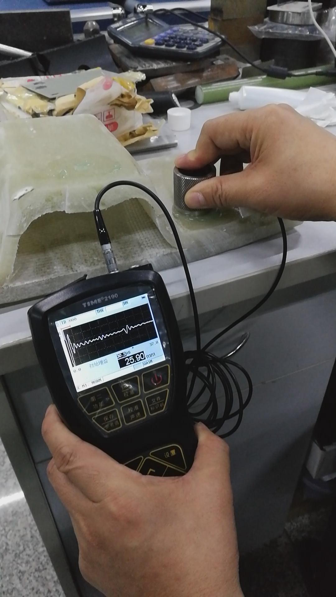 How to measure the thickness of FRP with TIME2190 ultrasonic thickness gauge? Fiberglass plastic FRP