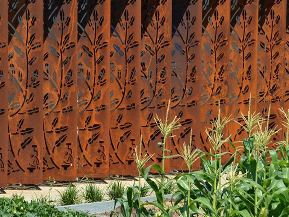 Customized laser cut outdoor metal screen corten steel fencing