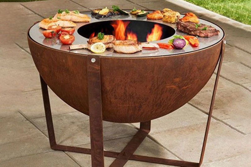 Outdoor Corten Steel BBQ Grill & Fire Pit – Durable Corten Steel Barbecue for Your Garden
