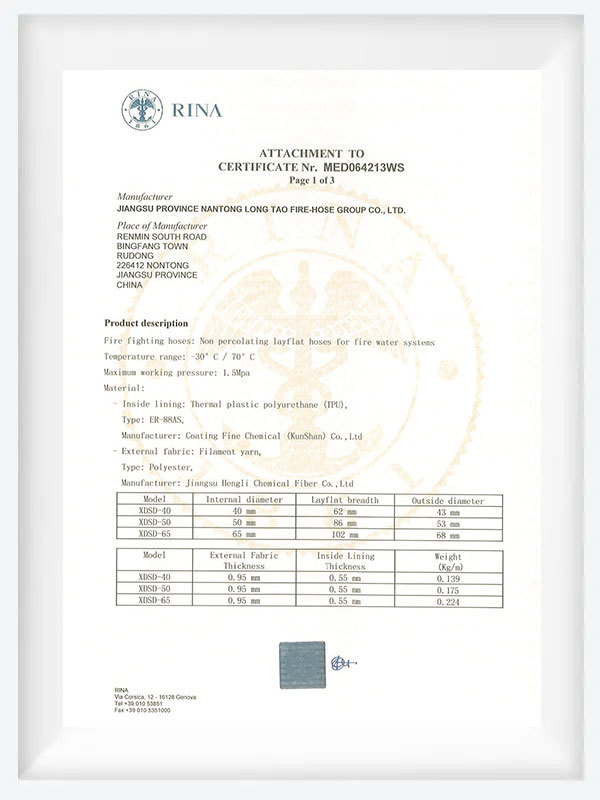 ATTACHMENT TO CERTIFICATE