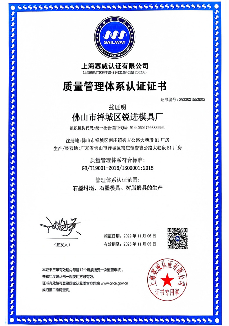 RuiJin Quality Management System Certification RuiJin Quality Management System Certification