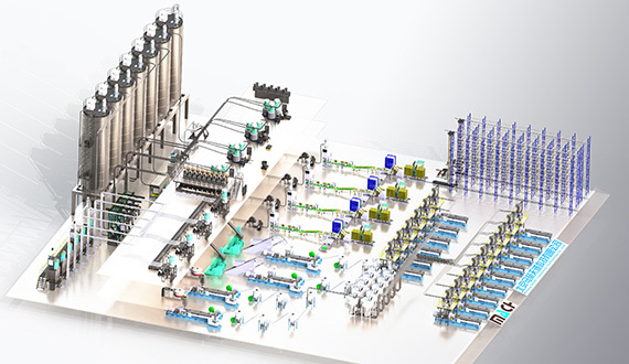 Centralized feeding system + automatic batching system for plastic polymer materials