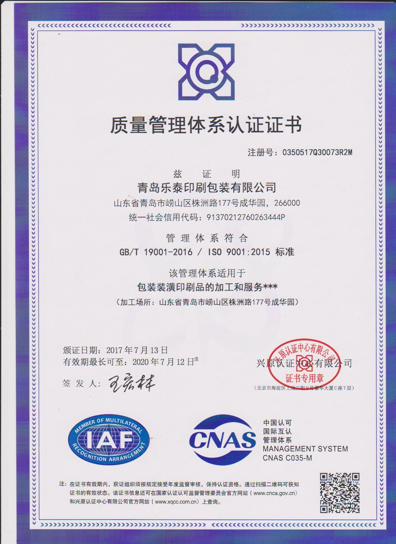 Quality management system Chinese version