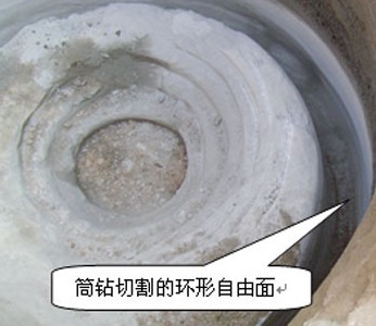 圖六、錐螺旋和筒鉆交替作業(yè)所形成的自由面