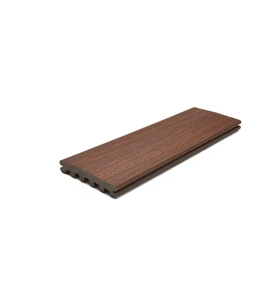Dark brown grooved WPC decking