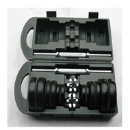 black dumbbell set with plastic case