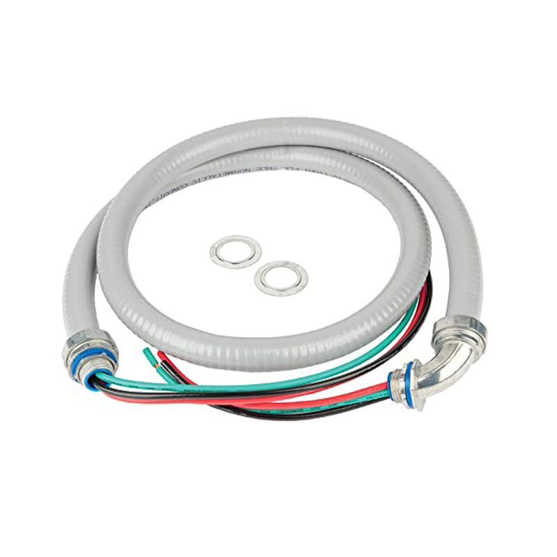 Cambridge 6 ft. Electrical AC Whip Kit, ½ in. Connectors, 3 10-Gauge Wires, Metal Ends