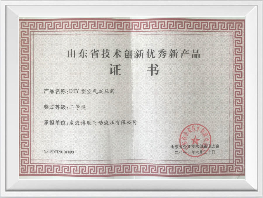 Shandong Province Technology Innovation Excellent New Product Certificate