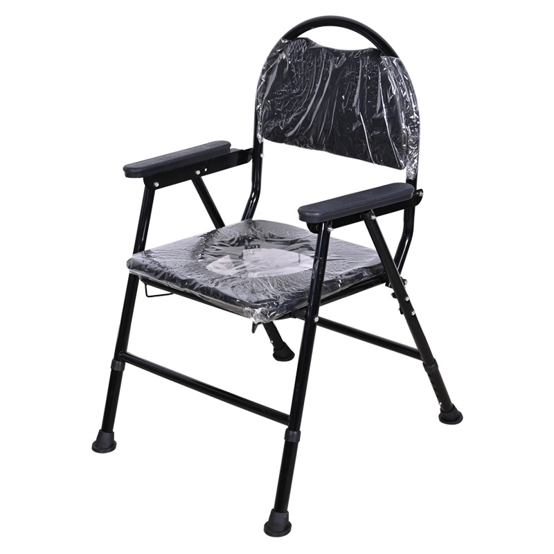 Carbon - steel round - hole adjustable commode chair.