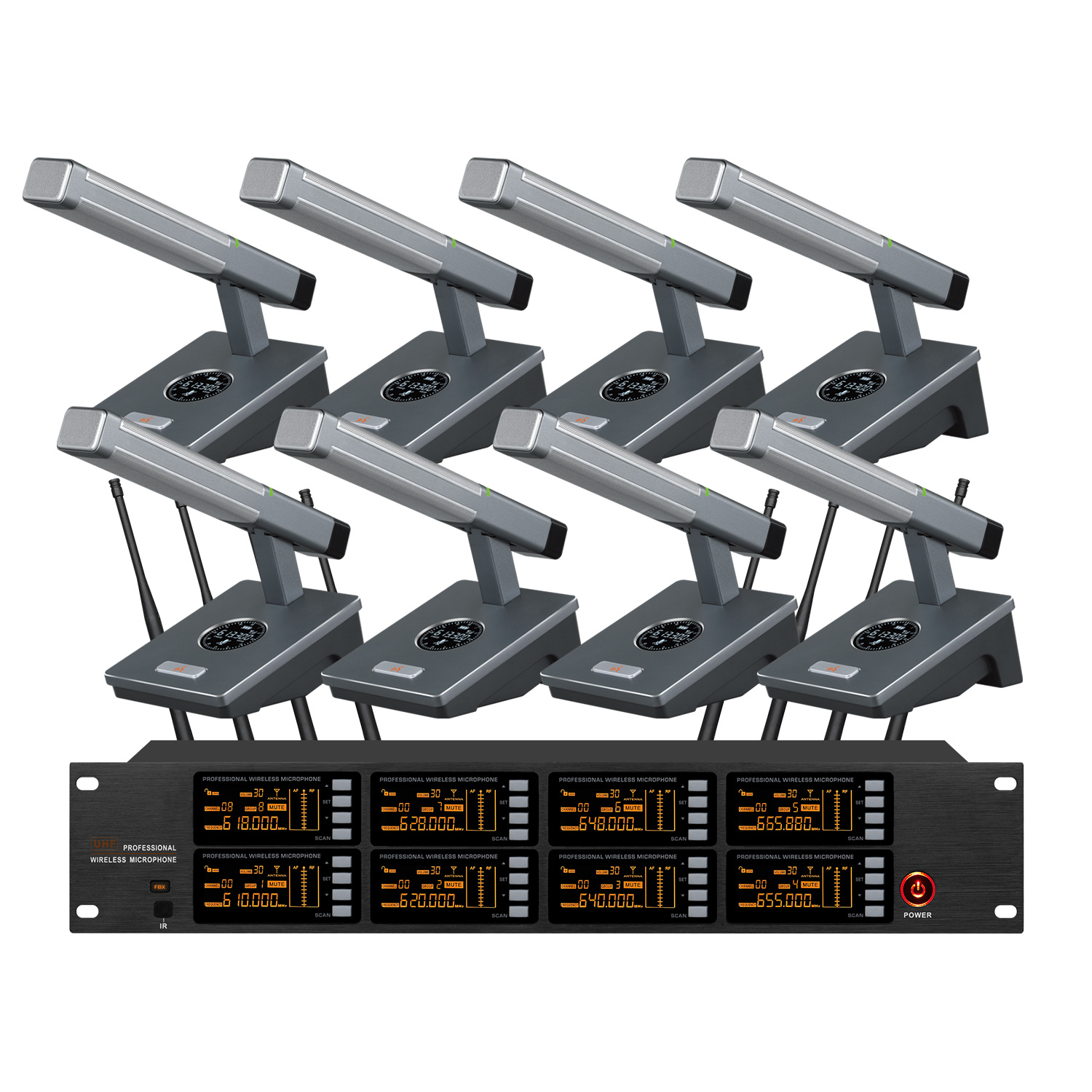 TRAIS TS-9008T High-end 8 Channels Metal Desktop Meeting Wireless Microphone