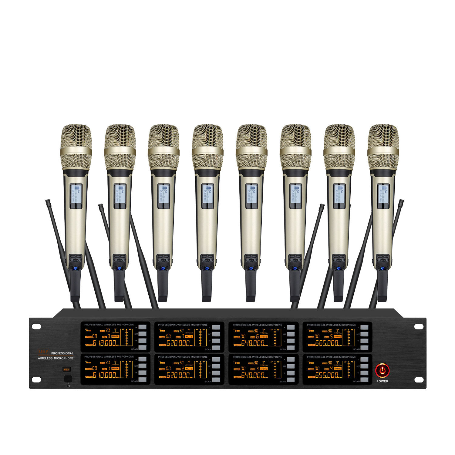 TRAIS UR-9008 Cost-effective 8 Channels UHF Headset Wireless Microphone for Speech Conference (Optional: Handheld/Bodypack/Headset/Lavalier Mic)