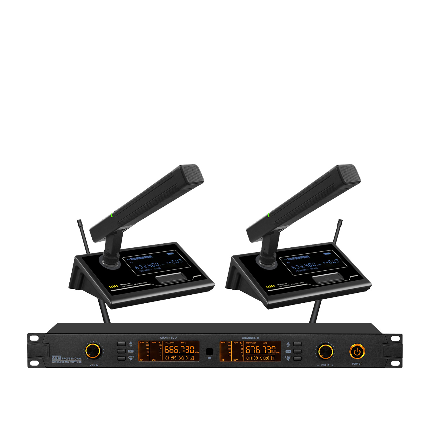 TRAIS TS-9002S Professional 2 Channel UHF Gooseneck Wireless Conference Microphone