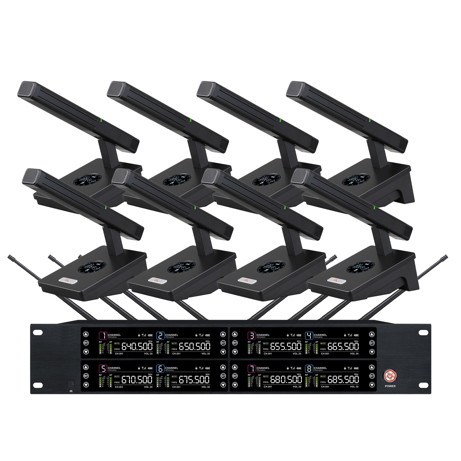 TRAIS TS-9028T Eight-channel professional wireless rechargeable conference microphone, Stable transmission, Excellent sound quality, Help the conference perfect speech! New industry benchmark, Enjoy high-end conference quality!