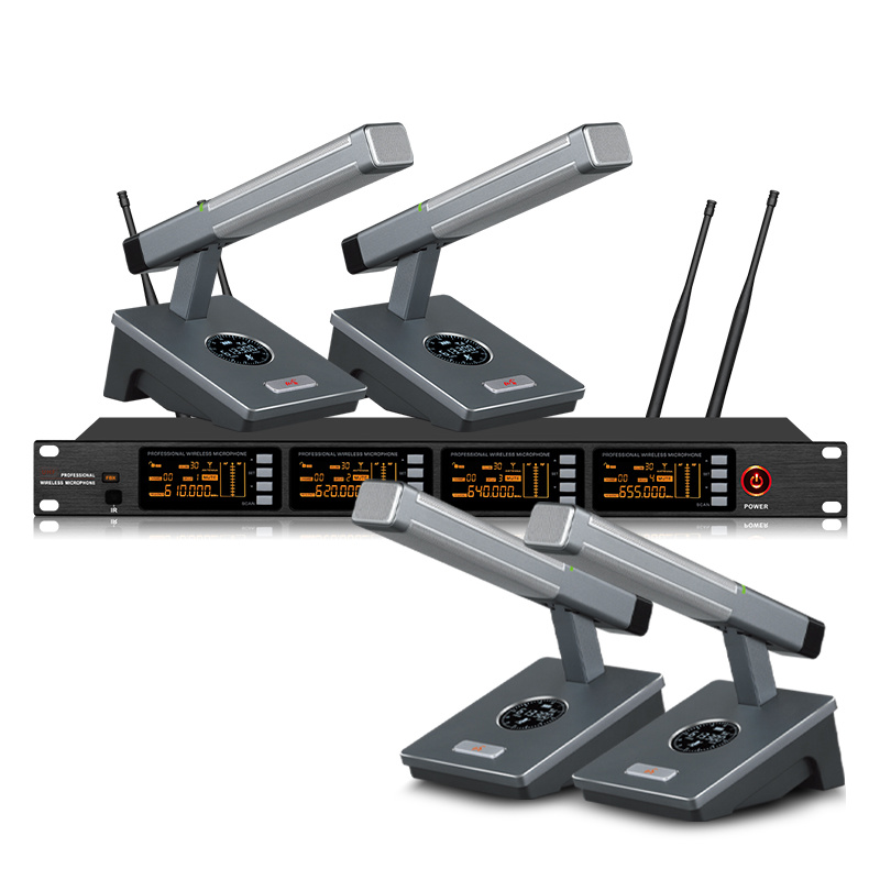 TRAIS TS-9004T Good Quality 4 Channels UHF Wireless Conference Mic Desktop Microphones
