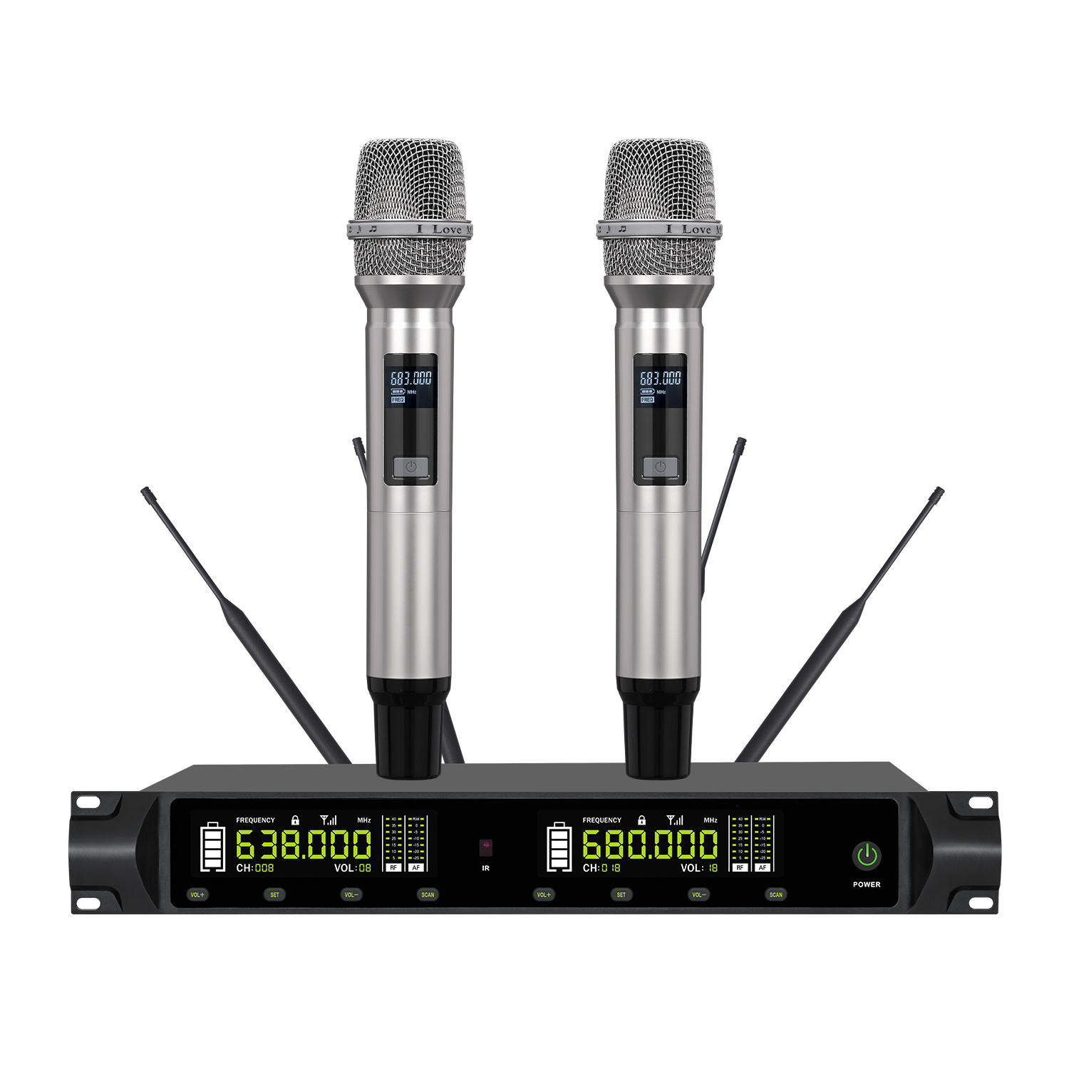 TRAIS UR-500PRO Ultra-long Distance 1500 Meters True Diversity Wireless Microphone Chargeable Handheld Mic (Optional: Handheld/Bodypack/Headset/Lavalier Mic)