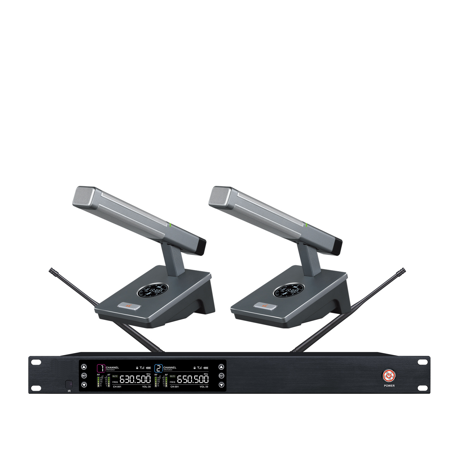 TRAIS TS-9022T Professional 2 Channels Gooseneck Wireless Conference Microphone with Clear Sound